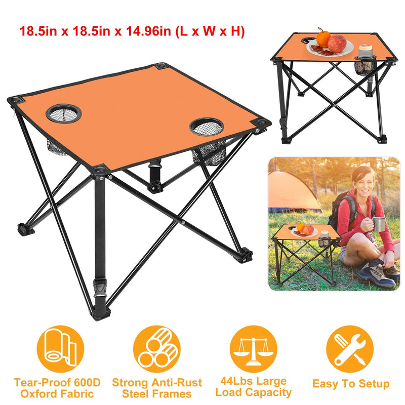Load image into Gallery viewer, 2Pcs Foldable Camping Table Portable Picnic Table Lightweight Travel Desk with 2 Cup Holders/Table Carrying Bag

