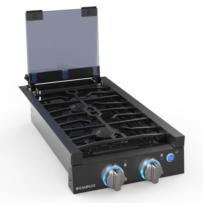 Load image into Gallery viewer, Camplux 2 Burners 12" RV Cooktop Slide-in Gas Stove with Cover
