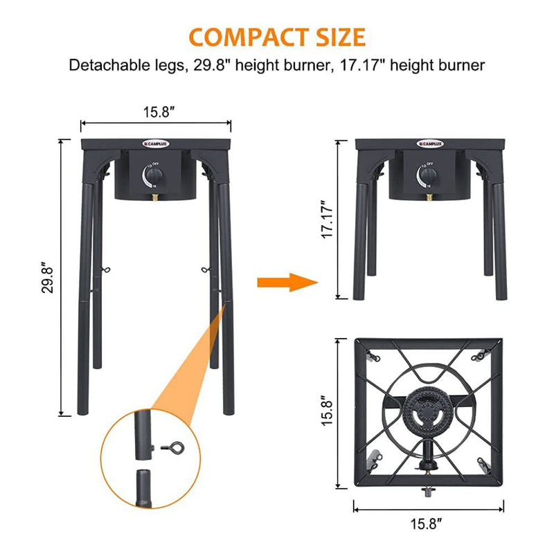 Load image into Gallery viewer, 130,000 BTU High Pressure Single Propane Burner Perfect for Home Brewing, Turkey Fry, Maple Syrup Prep
