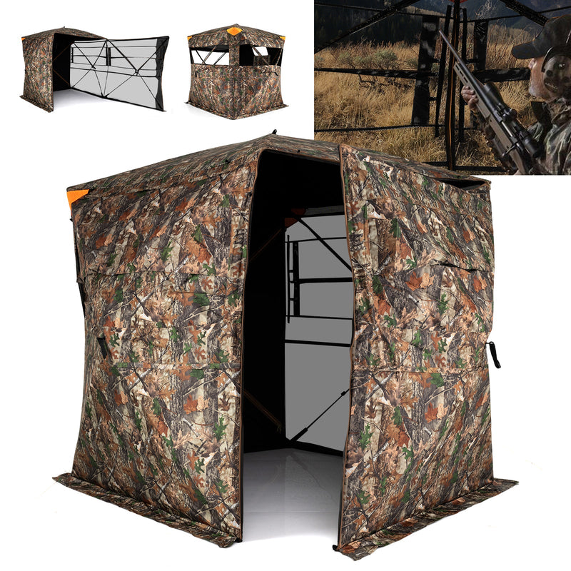 Load image into Gallery viewer, 3-4 Person Hunting Blind 270° See-Through Pop-up Ground Blind with Full-Open Swing Door
