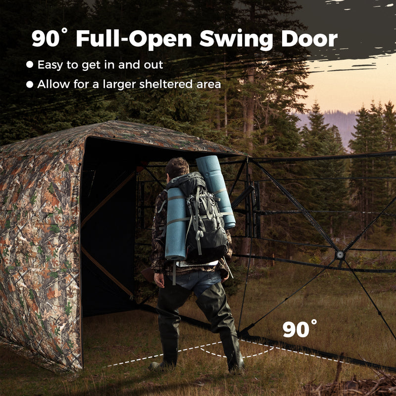 Load image into Gallery viewer, 3-4 Person Hunting Blind 270° See-Through Pop-up Ground Blind with Full-Open Swing Door
