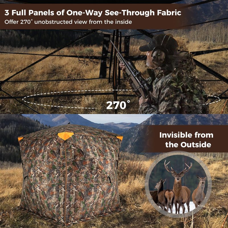 Load image into Gallery viewer, 3-4 Person Hunting Blind 270° See-Through Pop-up Ground Blind with Full-Open Swing Door
