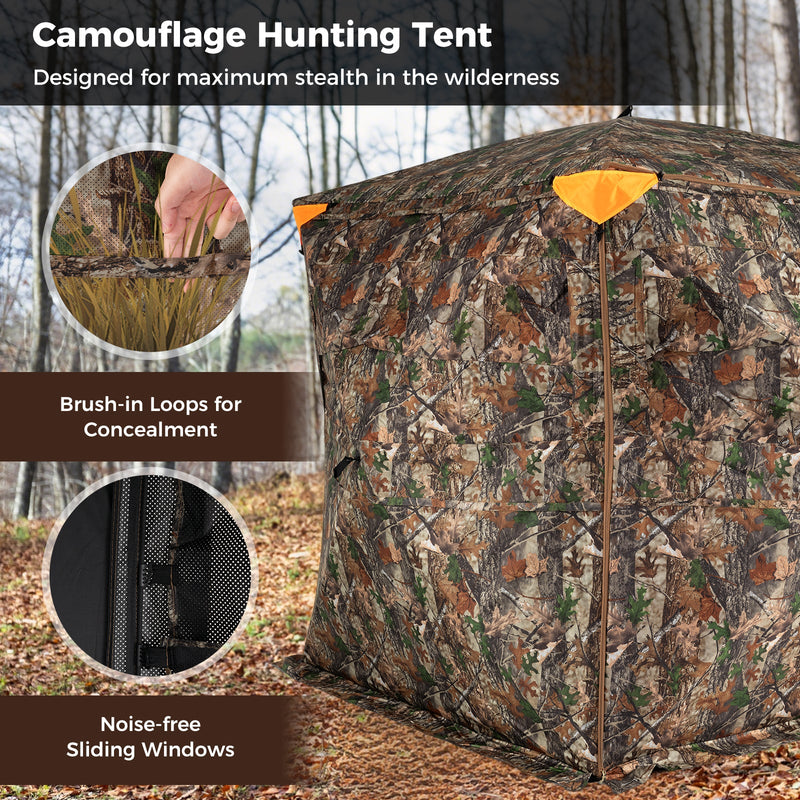Load image into Gallery viewer, 3-4 Person Hunting Blind 270° See-Through Pop-up Ground Blind with Full-Open Swing Door
