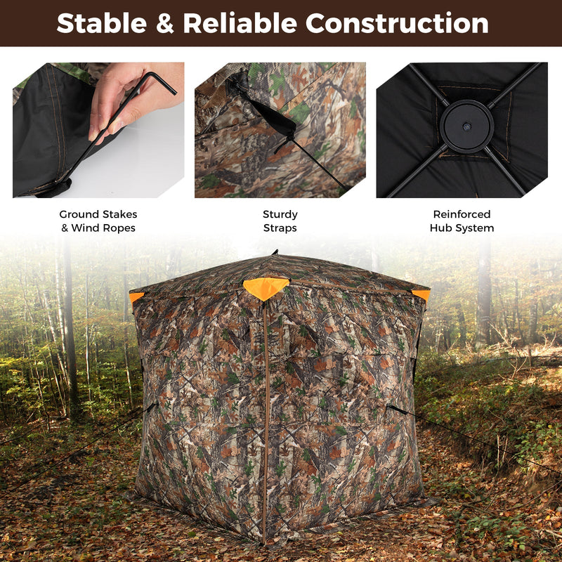 Load image into Gallery viewer, 3-4 Person Hunting Blind 270° See-Through Pop-up Ground Blind with Full-Open Swing Door
