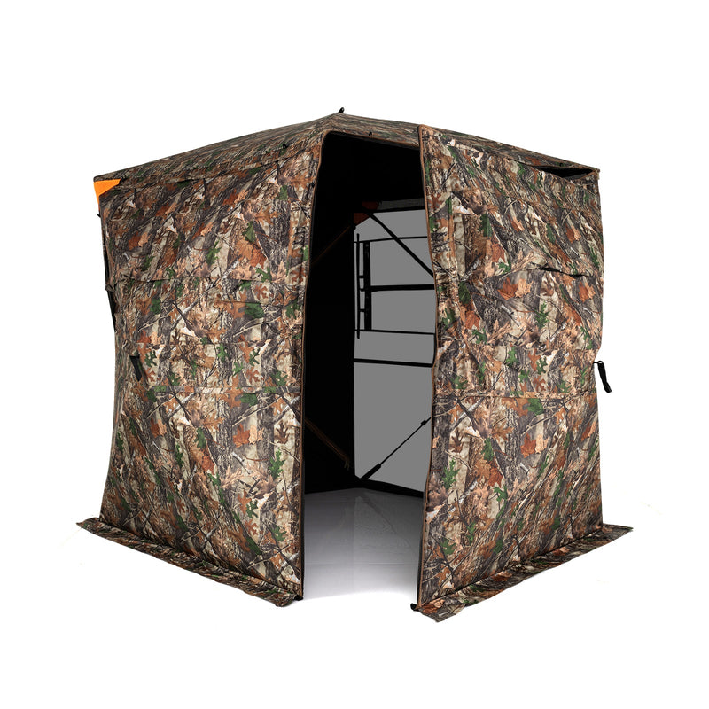 Load image into Gallery viewer, 3-4 Person Hunting Blind 270° See-Through Pop-up Ground Blind with Full-Open Swing Door
