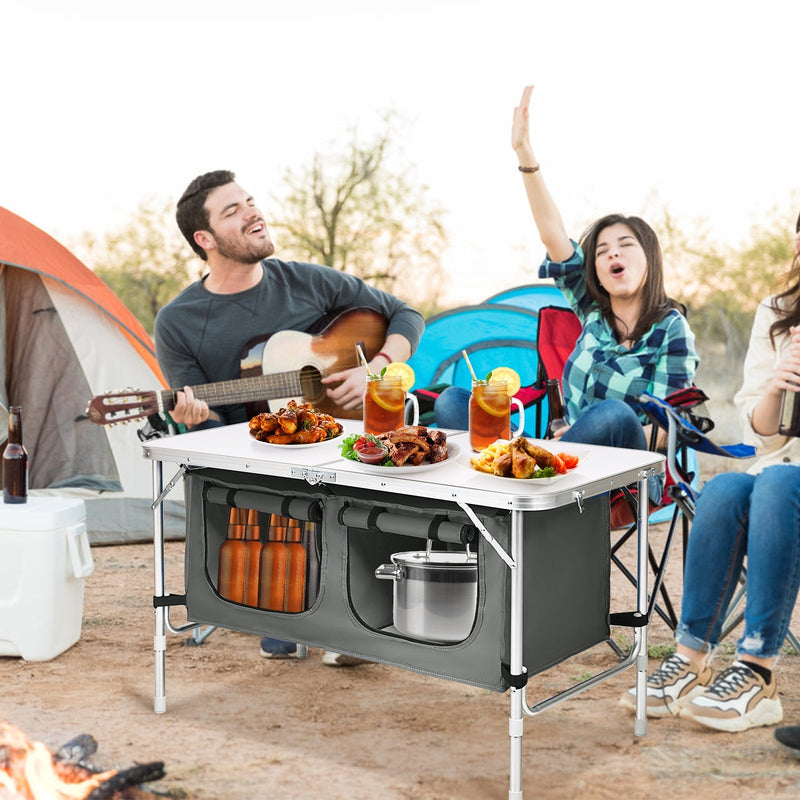 Load image into Gallery viewer, Height Adjustable Folding Camping Table-Gray
