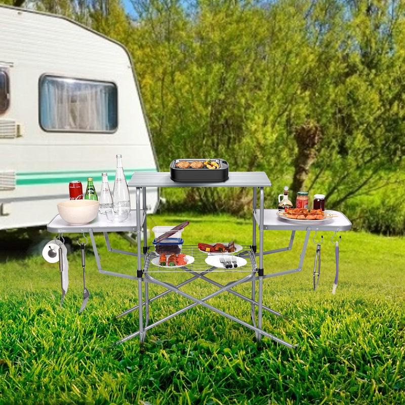 Load image into Gallery viewer, Foldable Outdoor BBQ Table Grilling Stand
