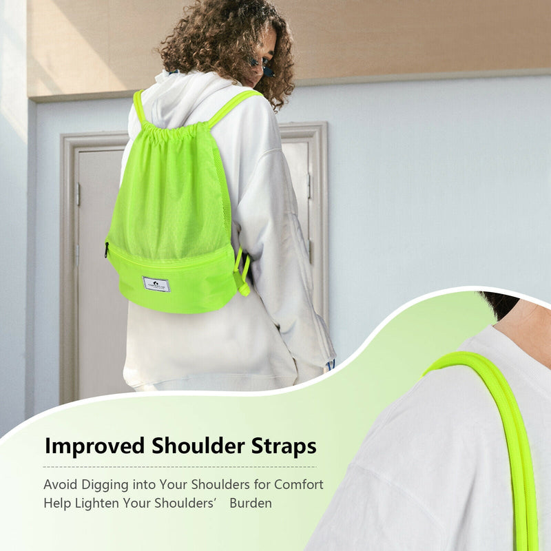 Load image into Gallery viewer, Drawstring Backpack String Bag Foldable Sports Sack with Zipper Pocket
