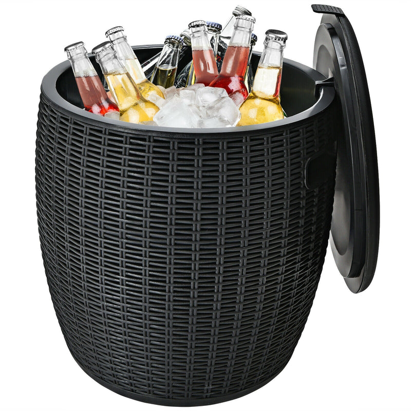 Load image into Gallery viewer, 9.5 Gallon 4-in-1 Patio Rattan Cool Bar Cocktail Table Side Table
