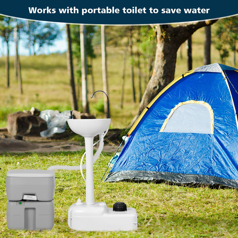 Load image into Gallery viewer, Camping Hand Wash Station Basin Stand with 4.5 Gallon Tank
