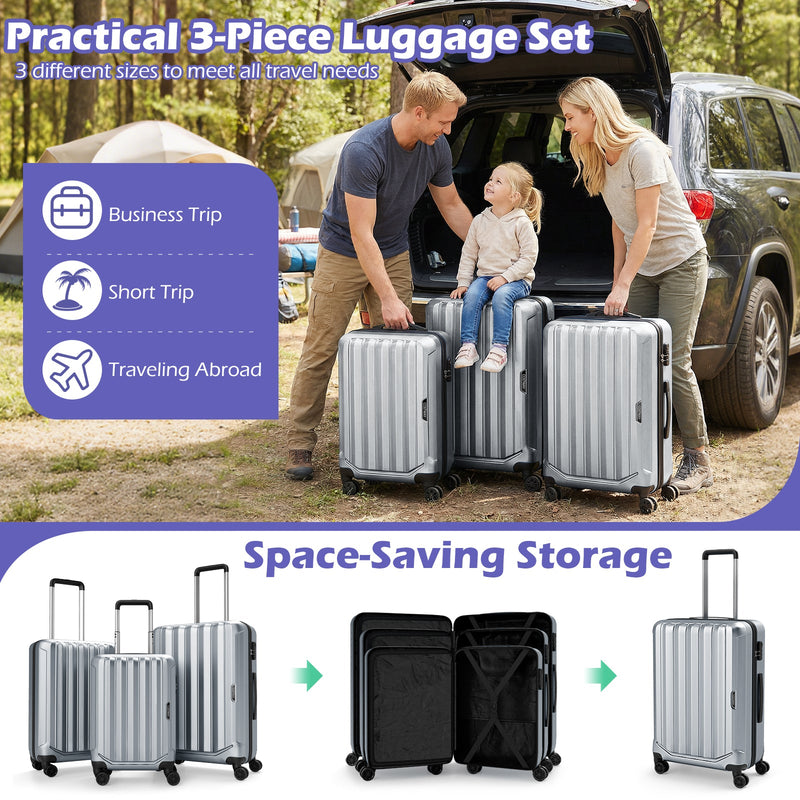 Load image into Gallery viewer, 3-Piece Hardside Luggage Set (20/24/28 Inch) Lightweight with 3-Digital Lock
