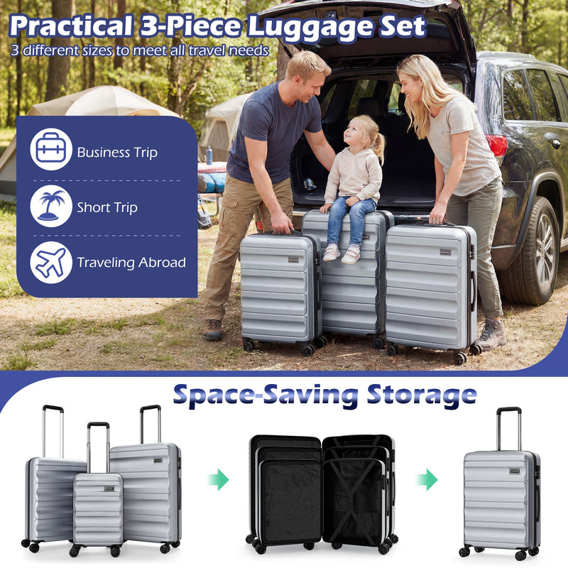 Load image into Gallery viewer, 3-Piece Hardside Luggage Set 20/24/28 Inch Lightweight Hardside Suitcases
