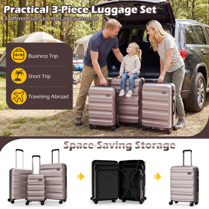 Load image into Gallery viewer, 3-Piece Hardside Luggage Set 20/24/28 Inch Lightweight Hardside Suitcases
