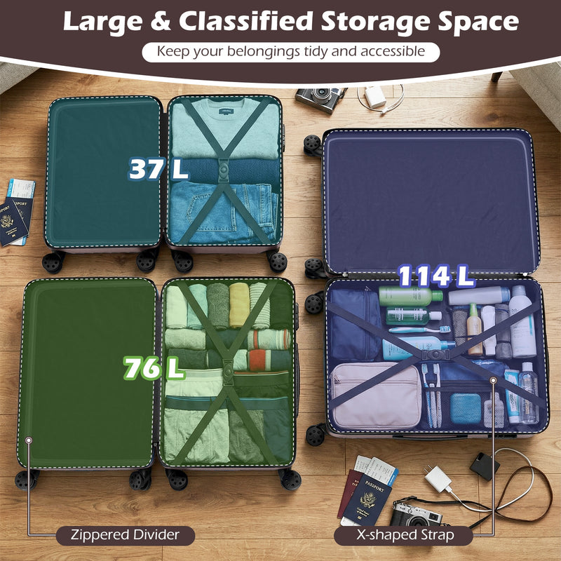 Load image into Gallery viewer, 3-Piece Hardside Luggage Set 20/24/28 Inch Lightweight Hardside Suitcases
