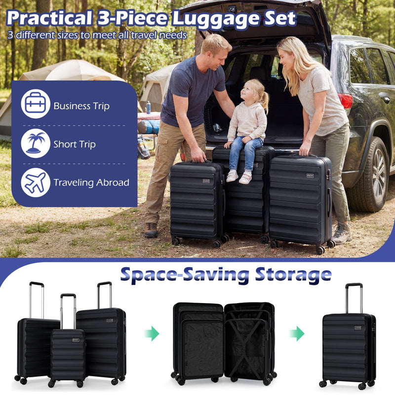 Load image into Gallery viewer, 3-Piece Hardside Luggage Set 20/24/28 Inch Lightweight Hardside Suitcases
