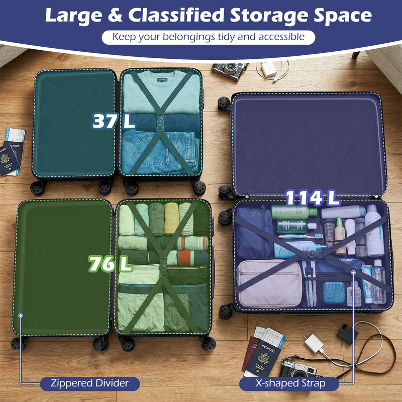 Load image into Gallery viewer, 3-Piece Hardside Luggage Set 20/24/28 Inch Lightweight Hardside Suitcases
