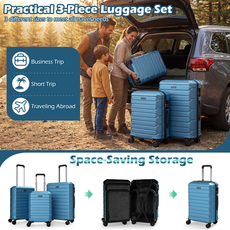 Load image into Gallery viewer, 3-Piece Hardside Luggage Set Lightweight Hardside Suitcases with 8-Spinner Wheels
