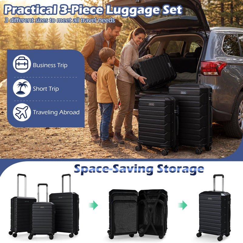 Load image into Gallery viewer, 3-Piece Hardside Luggage Set Lightweight Hardside Suitcases with 8-Spinner Wheels
