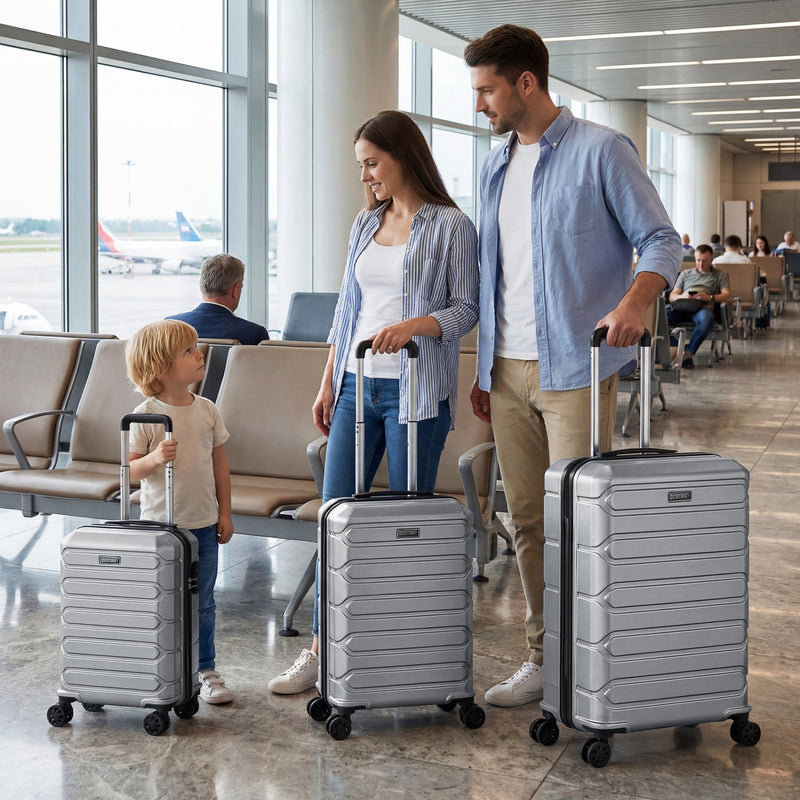 Load image into Gallery viewer, 3-Piece Hardside Luggage Set Lightweight Hardside Suitcases with 8-Spinner Wheels
