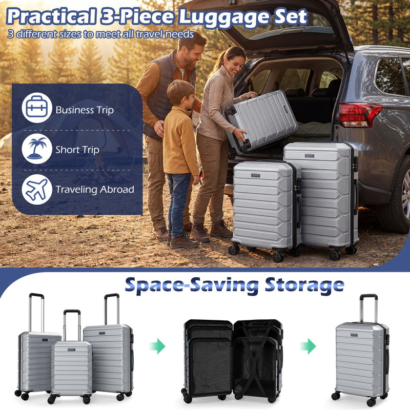 Load image into Gallery viewer, 3-Piece Hardside Luggage Set Lightweight Hardside Suitcases with 8-Spinner Wheels

