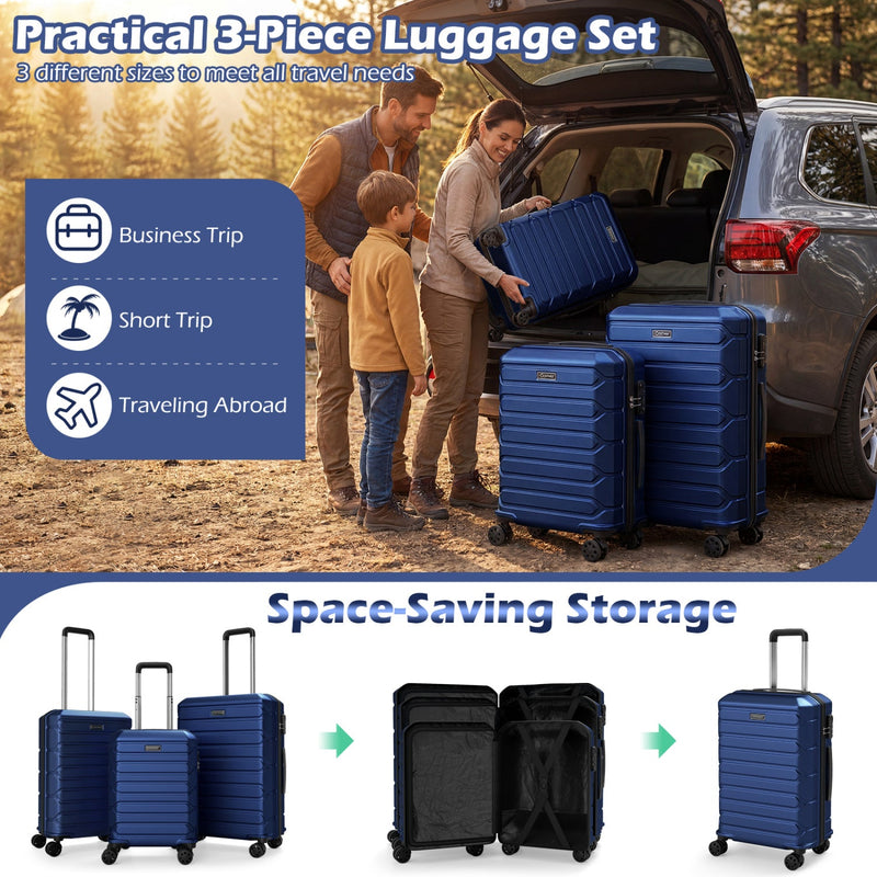 Load image into Gallery viewer, 3-Piece Hardside Luggage Set Lightweight Hardside Suitcases with 8-Spinner Wheels
