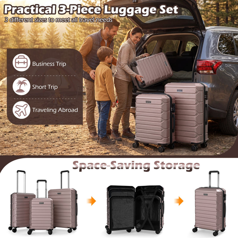 Load image into Gallery viewer, 3-Piece Hardside Luggage Set Lightweight Hardside Suitcases with 8-Spinner Wheels
