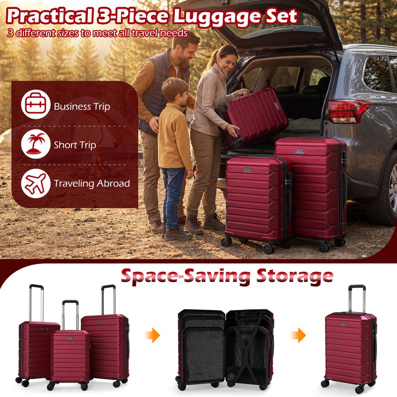 Load image into Gallery viewer, 3-Piece Hardside Luggage Set Lightweight Hardside Suitcases with 8-Spinner Wheels
