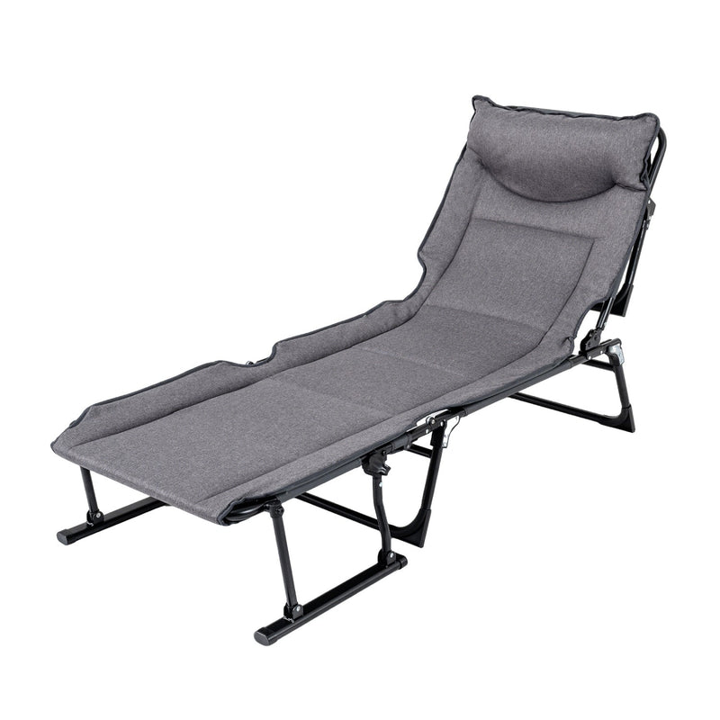 Load image into Gallery viewer, 3 in 1 Folding Camping Cot Comfy Padded Convertible Single Sofa Chair-Gray
