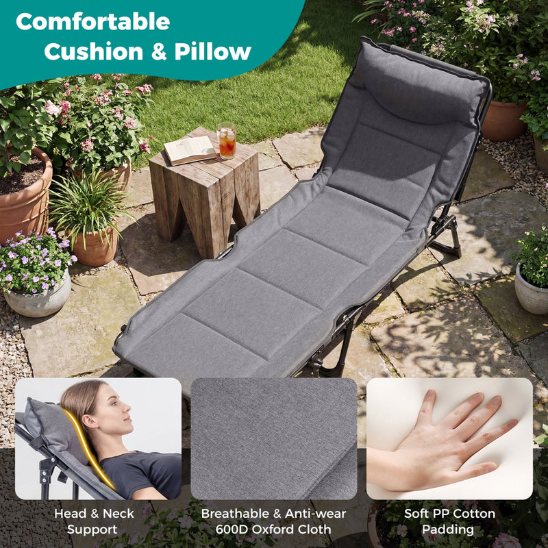 Load image into Gallery viewer, 3 in 1 Folding Camping Cot Comfy Padded Convertible Single Sofa Chair-Gray
