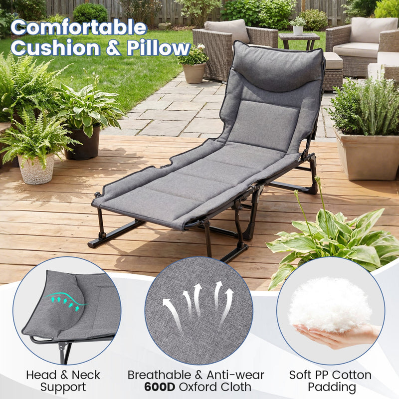 Load image into Gallery viewer, 3 in 1 Folding Camping Cot and Comfy Padded Convertible Single Sofa Chair-Gray

