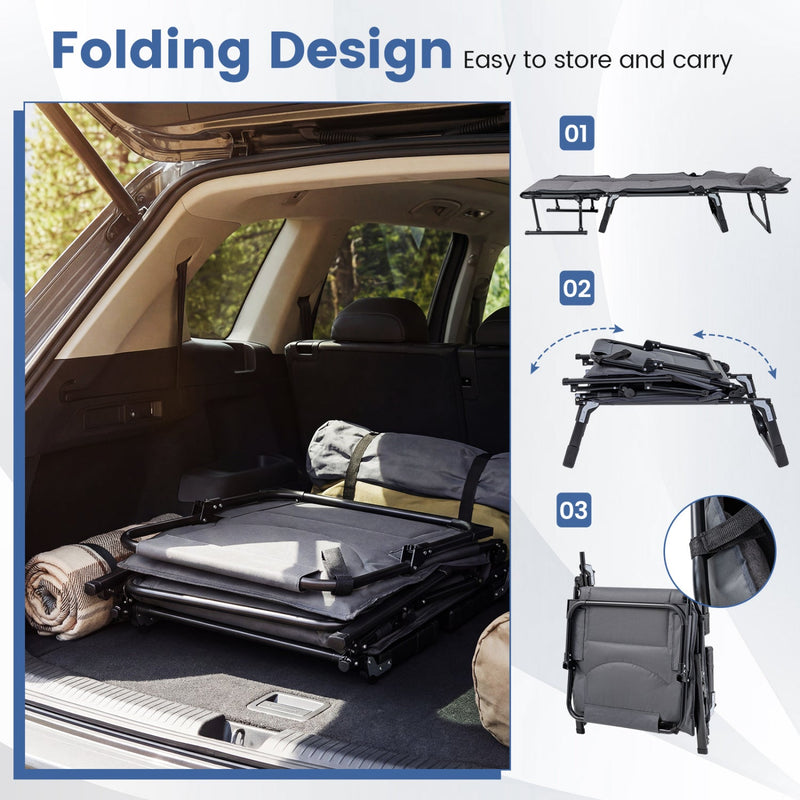 Load image into Gallery viewer, 3 in 1 Folding Camping Cot and Comfy Padded Convertible Single Sofa Chair-Gray
