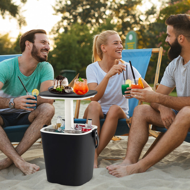 Load image into Gallery viewer, 3-in-1 Portable Cooler Bar Table with Bottle Opener and Lift Top Lid for Camping Poolside
