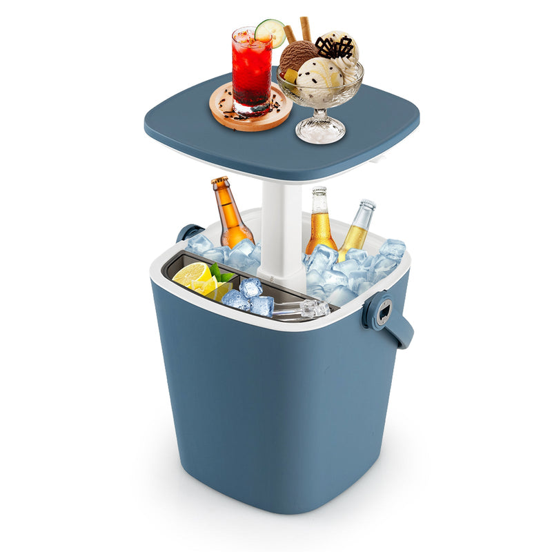 Load image into Gallery viewer, 3-in-1 Portable Cooler Bar Table with Bottle Opener and Lift Top Lid for Camping Poolside
