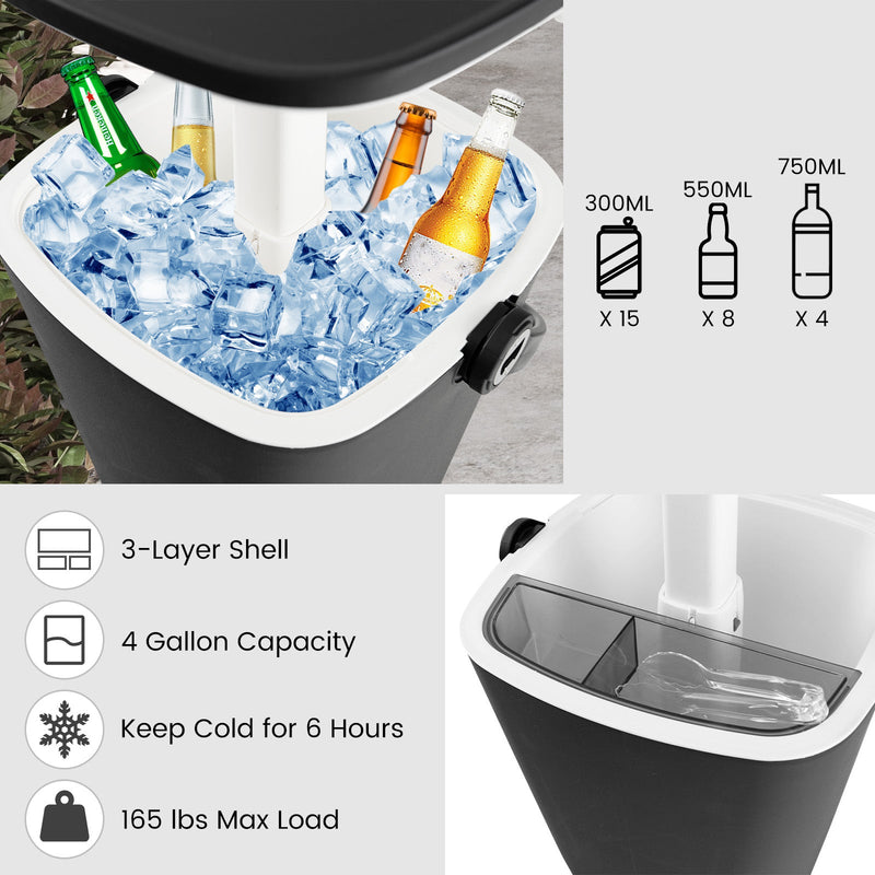 Load image into Gallery viewer, 3-in-1 Portable Cooler Bar Table with Bottle Opener and Lift Top Lid for Camping Poolside
