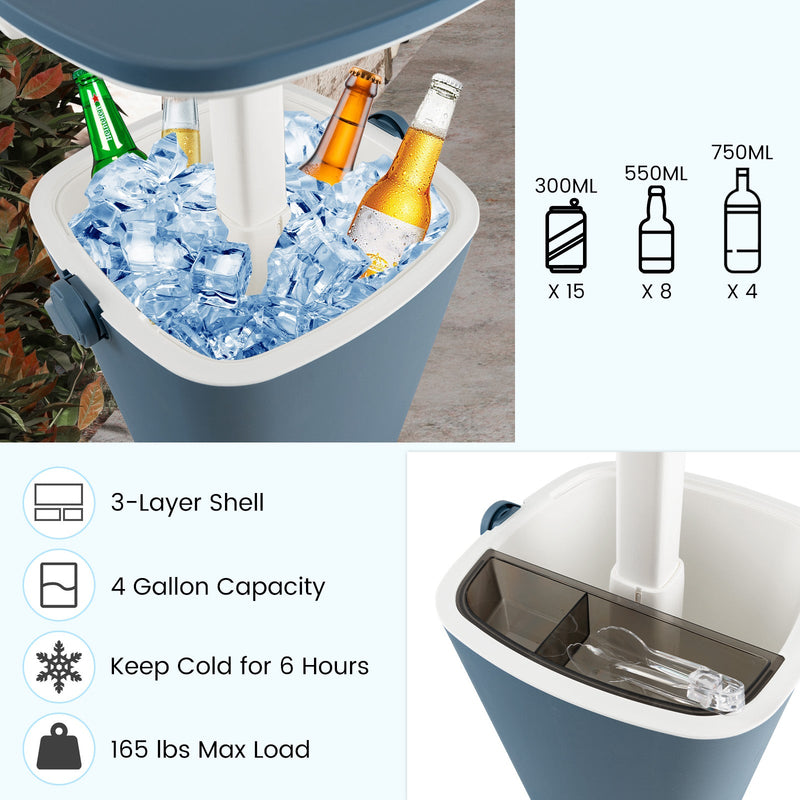 Load image into Gallery viewer, 3-in-1 Portable Cooler Bar Table with Bottle Opener and Lift Top Lid for Camping Poolside
