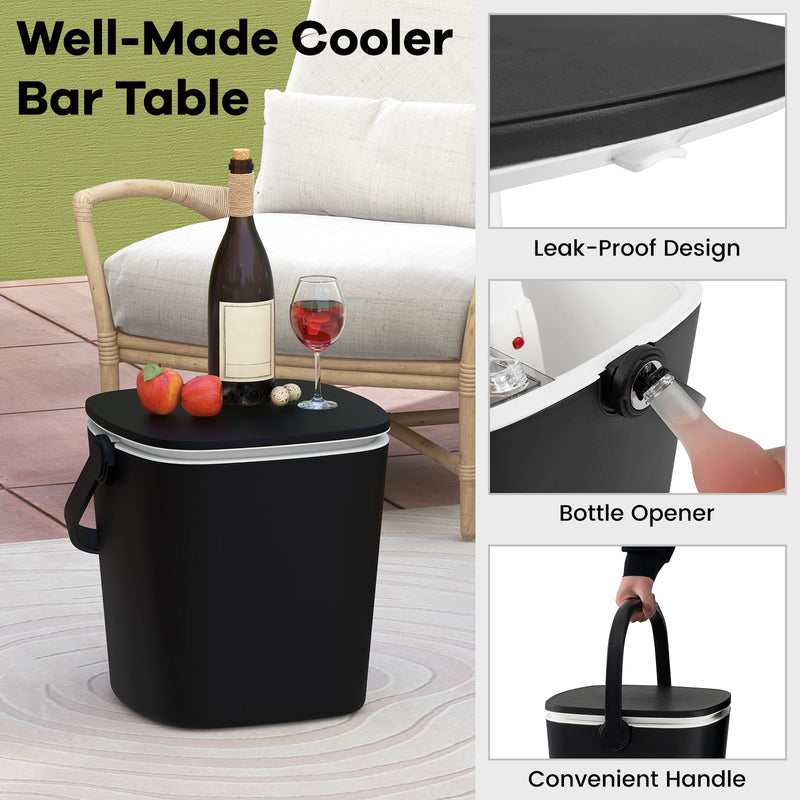 Load image into Gallery viewer, 3-in-1 Portable Cooler Bar Table with Bottle Opener and Lift Top Lid for Camping Poolside

