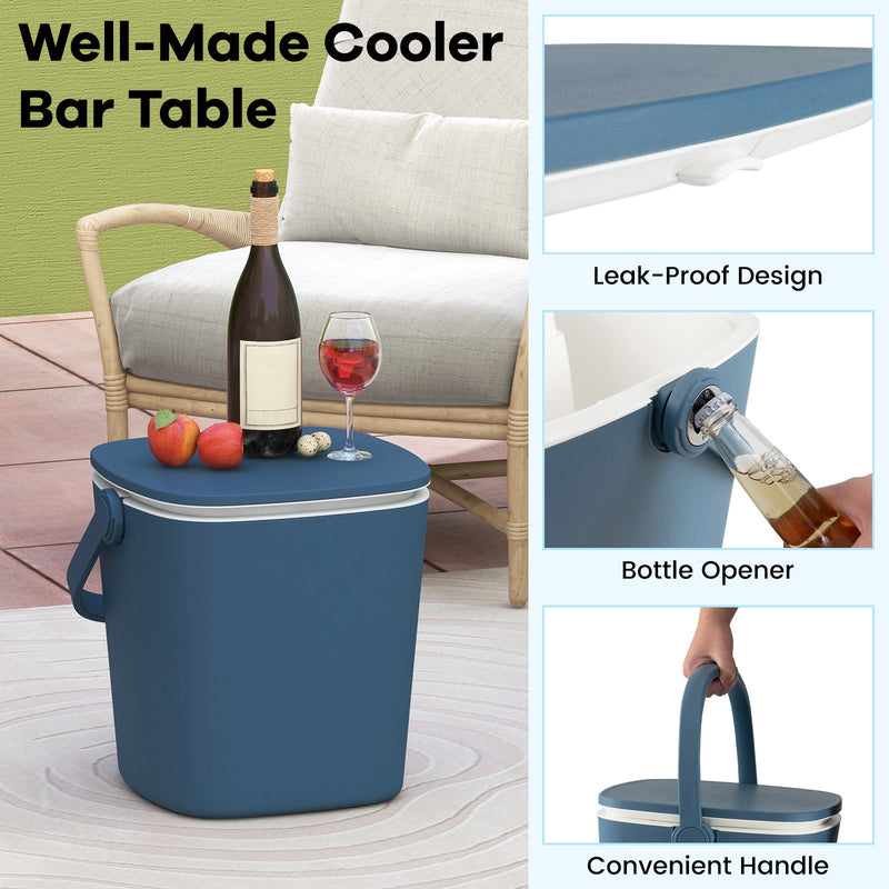 Load image into Gallery viewer, 3-in-1 Portable Cooler Bar Table with Bottle Opener and Lift Top Lid for Camping Poolside
