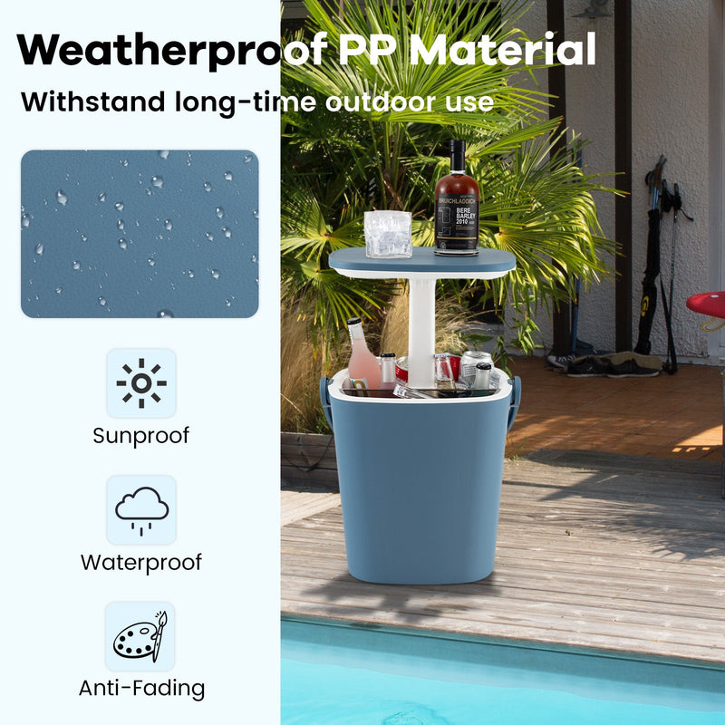 Load image into Gallery viewer, 3-in-1 Portable Cooler Bar Table with Bottle Opener and Lift Top Lid for Camping Poolside
