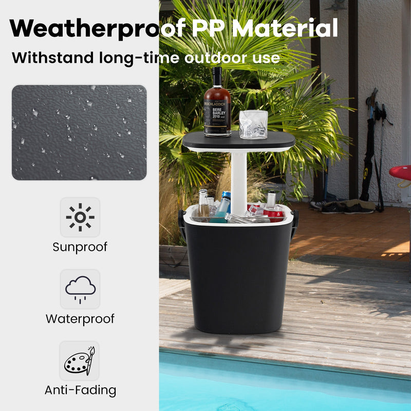 Load image into Gallery viewer, 3-in-1 Portable Cooler Bar Table with Bottle Opener and Lift Top Lid for Camping Poolside
