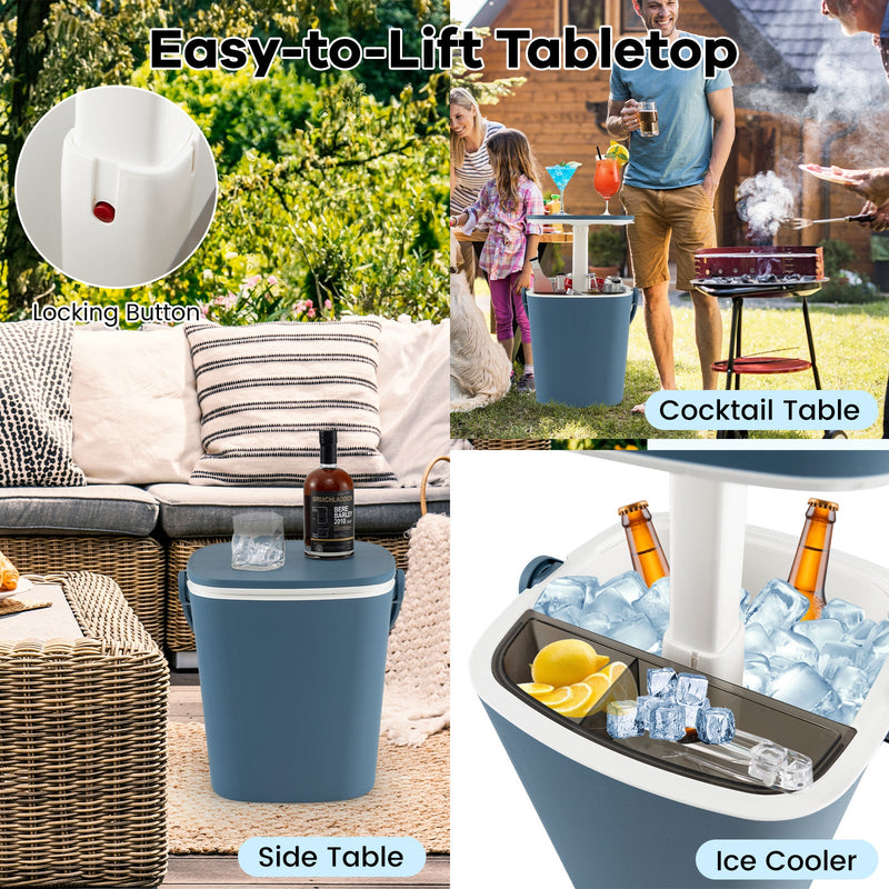 Load image into Gallery viewer, 3-in-1 Portable Cooler Bar Table with Bottle Opener and Lift Top Lid for Camping Poolside
