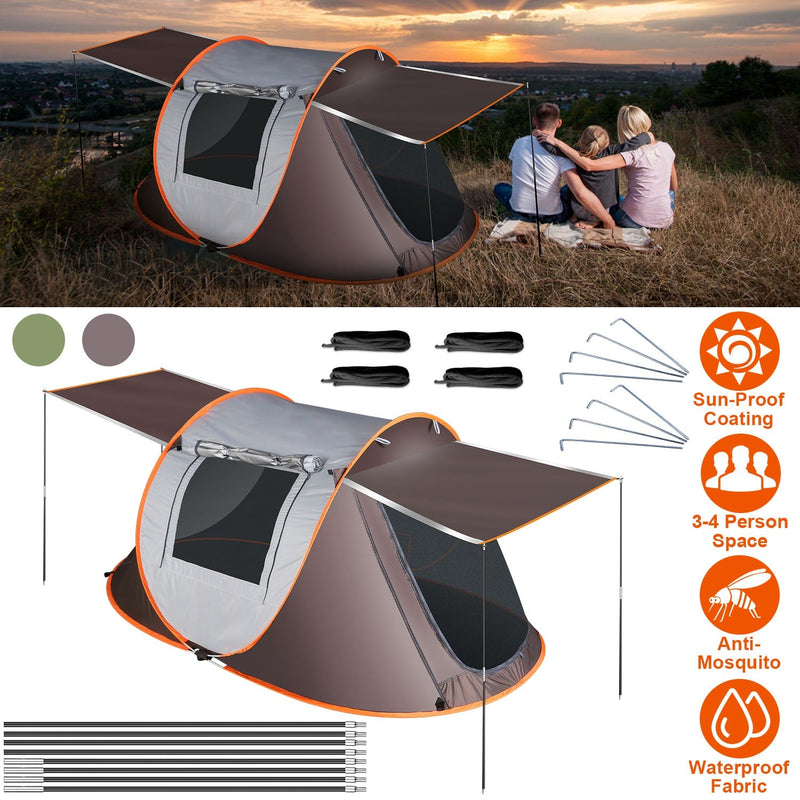 Load image into Gallery viewer, 3-4 Person Pop Up Tent Automatic Setup Camping Tent Waterproof Instant Setup Tent with 2 Mosquito Net Windows Carrying Bag for Hiking Climbing Adventu
