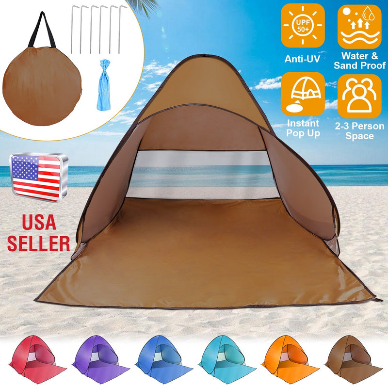 Load image into Gallery viewer, Pop Up Beach Tent Sun Shade Shelter Anti-UV Automatic Waterproof Tent Canopy for 2/3 Man w/ Net Window Storage Bag for Outdoor Beach Camping Fishing P
