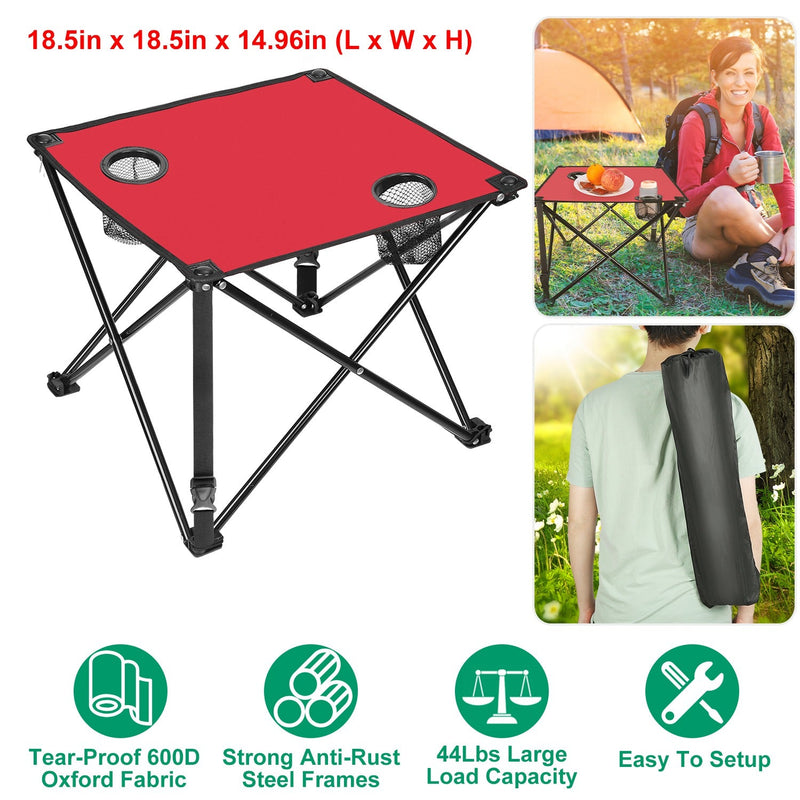 Load image into Gallery viewer, 2Pcs Foldable Camping Table Portable Picnic Table Lightweight Travel Desk with 2 Cup Holders/Table Carrying Bag
