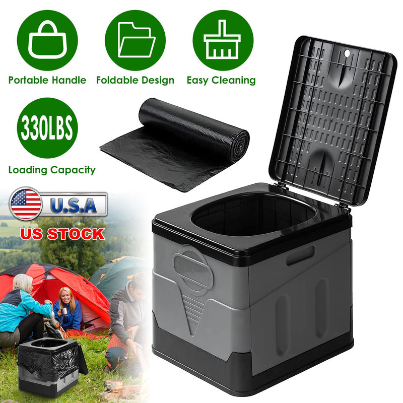 Load image into Gallery viewer, Portable Toilet for Car Camping Boating Hiking Outdoor Travel Potty with Carry Bag Foldable Emergency Toilet with Lid Trash Bags

