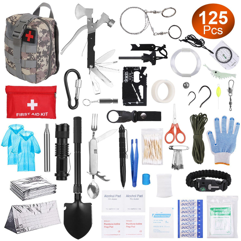 Load image into Gallery viewer, 125Pcs Survival Kits Professional Emergency Survival Gear Tactical First Aid Kit Supplies for Outdoor Adventure Camping Hiking Hunting
