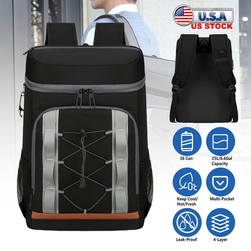 Load image into Gallery viewer, Cooler Backpack 36 Can Leakproof Insulated Cooler Backpack with 25L/6.6Gal for Picnic Camping Beach Hiking Fishing Travel
