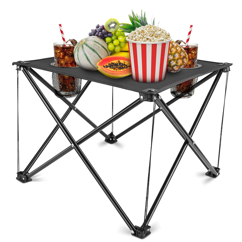 Load image into Gallery viewer, 2Pcs Foldable Camping Table Portable Picnic Table Lightweight Travel Desk with 2 Cup Holders/Table Carrying Bag
