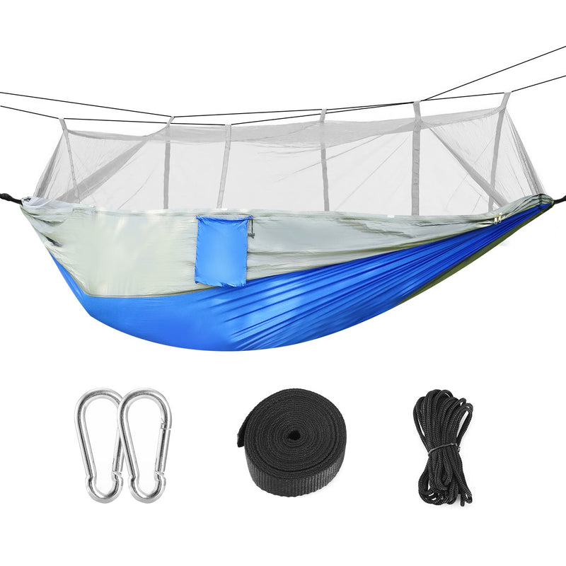 Load image into Gallery viewer, 600lbs Load 2 Persons Hammock w/Mosquito Net Outdoor Hiking Camping Hommock Portable Nylon Swing Hanging Bed w/ Strap Hook Carry Bag
