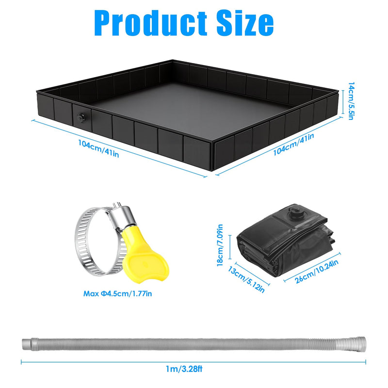 Load image into Gallery viewer, 41x41x5.5in Portable Shower Pan Foldable Shower Basin Collapsible Camping Shower Tent Base with Detachable Drain Pipe for Indoor &amp; Outdoor
