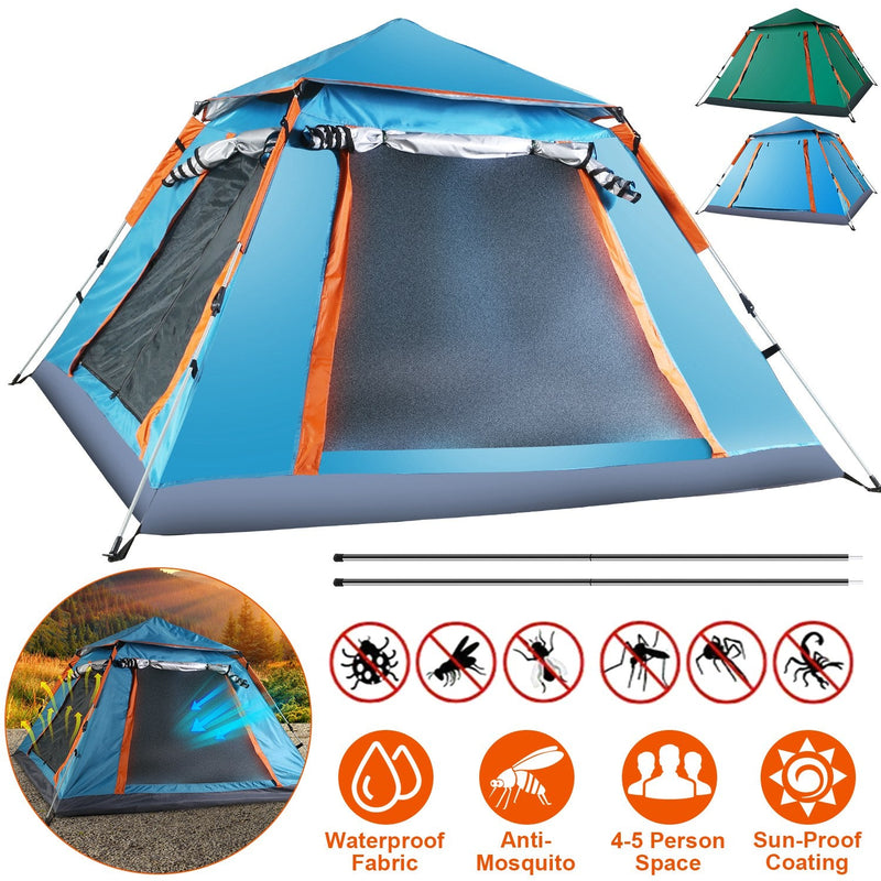 Load image into Gallery viewer, 4-5 Person Camping Tent Outdoor Foldable Waterproof Tent with 2 Mosquito Nets Windows Carrying Bag for Hiking Climbing Adventure Fishing
